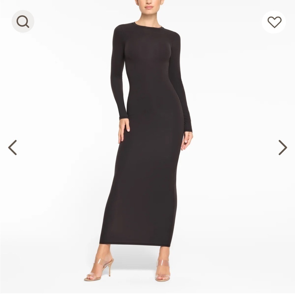 SKIMS Fits Everybody CREW NECK LONG SLEEVE DRESS Color: Onyx XL NWT